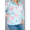 Dámská jarní prošívaná bunda Plus Size s kapucí a květinovým vzorem mátová (Velikost universal, Barva Mátový)