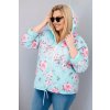 Dámská jarní prošívaná bunda Plus Size s kapucí a květinovým vzorem mátová (Velikost universal, Barva Mátový)