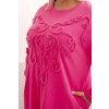 Dámské plus size šaty s bavlněnou výšivkou růžové (Velikost universal, Barva Růžová)