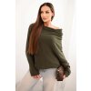 Dámský netopýří svetr khaki (Velikost universal, Barva Khaki)