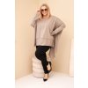 Dámská tunika Plus Size z bavlny s asymetrickým spodním lemem fango (Velikost universal, Barva Fango)
