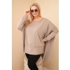 Dámská tunika Plus Size z bavlny s asymetrickým spodním lemem fango (Velikost universal, Barva Fango)