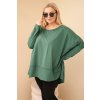Dámská tunika Plus Size z bavlny s asymetrickým spodním lemem tmavě zelená (Velikost universal, Barva Tmavě zelená)