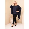 Dámská tunika Plus Size z bavlny s asymetrickým spodním lemem granátová (Velikost universal, Barva Námořnická modř)