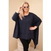 Dámská tunika Plus Size z bavlny s asymetrickým spodním lemem granátová (Velikost universal, Barva Námořnická modř)
