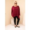 Dámská tunika Plus Size z bavlny s asymetrickým spodním lemem bordová (Velikost universal, Barva Bordó)