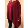 Dámská tunika Plus Size z bavlny s asymetrickým spodním lemem bordová (Velikost universal, Barva Bordó)