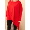 Dámská tunika Plus Size z bavlny s asymetrickým spodním lemem červená (Velikost universal, Barva Červená)