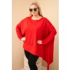 Dámská tunika Plus Size z bavlny s asymetrickým spodním lemem červená (Velikost universal, Barva Červená)