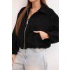 Dámská bunda se zipem a balónovými rukávy černá (Velikost universal, Barva Černá)