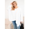 Dámská bavlněná blůza Plus Size s asymetrickým spodním lemem a V výstřihem bílá (Velikost universal, Barva Bílá)