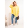 Dámská bavlněná blůza Plus Size s asymetrickým spodním lemem a výstřihem do V žlutá (Velikost universal, Barva Žlutý)