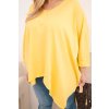 Dámská bavlněná blůza Plus Size s asymetrickým spodním lemem a výstřihem do V žlutá (Velikost universal, Barva Žlutý)