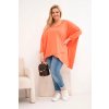 Dámská bavlněná blůza Plus Size s asymetrickým spodním lemem a V výstřihem meruňková (Velikost universal, Barva Meruňka)