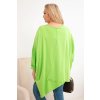 Dámská bavlněná blůza Plus Size s asymetrickým spodním lemem a výstřihem do V světle zelená (Velikost universal, Barva Světle zelená)