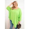 Dámská bavlněná blůza Plus Size s asymetrickým spodním lemem a výstřihem do V světle zelená (Velikost universal, Barva Světle zelená)