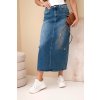 Džínová midi sukně M.Sara s vysokým pasem modrá (Velikost M)