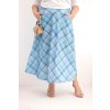 Dámská sukně Plus Size kostkovaná s širokým lemem modrá (Velikost universal, Barva Modrý)