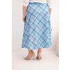 Dámská sukně Plus Size kostkovaná s širokým lemem modrá (Velikost universal, Barva Modrý)