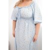 Dámské Plus Size šaty s výstřihem na šňůrky a elastickým pasem modré (Velikost universal, Barva Modrý)