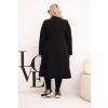 Dámský kabát Plus Size na knoflíky s límcem černý (Velikost universal, Barva Černá)