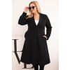 Dámský kabát Plus Size na knoflíky s límcem černý (Velikost universal, Barva Černá)