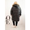 Dámská bunda Plus Size s kapucí a kožešinou černá (Velikost XL)