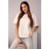 Dámské bavlněné basic triko s krátkým rukávem béžové (Velikost universal, Barva Béžová)