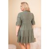 Dámské bavlněné šaty plus size s volánky khaki (Velikost universal, Barva Khaki)