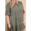 Dámské bavlněné šaty plus size s volánky khaki (Velikost universal, Barva Khaki)
