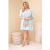 Dámské bavlněné šaty Plus Size s volánky modré (Velikost universal, Barva Modrý)