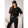 Dámská máslová souprava s krátkým rukávem černá (Velikost universal, Barva Černá)