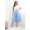 Dámská midi sukně s páskem modrá (Velikost universal, Barva Modrý)
