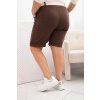 Dámské Plus Size bermudy s páskem hnědé (Velikost XL, Barva Hnědá)