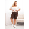 Dámské Plus Size bermudy s páskem hnědé (Velikost XL, Barva Hnědá)
