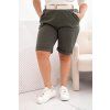Dámské Plus Size bermudy s páskem khaki (Velikost XL, Barva Khaki)