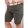 Dámské Plus Size bermudy s páskem khaki (Velikost XL, Barva Khaki)