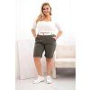 Dámské Plus Size bermudy s páskem khaki (Velikost XL, Barva Khaki)