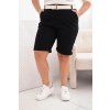 Dámské Plus Size bermudy s páskem černé (Velikost XL, Barva Černá)