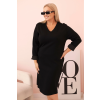 Dámské Plus Size máslové šaty s výstřihem do V černé (Velikost universal, Barva Černá)