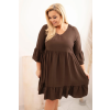 Dámské viskózové šaty Plus Size hnědé (Velikost universal, Barva Hnědá)