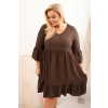 Dámské viskózové šaty Plus Size hnědé (Velikost universal, Barva Hnědá)