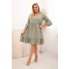 Dámské viskózové šaty Plus Size khaki (Velikost universal, Barva Khaki)
