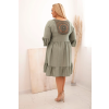 Dámské viskózové šaty Plus Size khaki (Velikost universal, Barva Khaki)