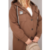 Dámský kabát Plus Size s kapucí hnědý (Velikost universal, Barva Hnědá)