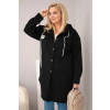 Dámský kabát Plus Size s kapucí černý (Velikost universal, Barva Černá)