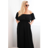 Dámský overal Plus Size s volánem a krátkým rukávem černý (Velikost universal, Barva Černá)