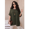 Halenka oversize s přívěskem khaki (Velikost universal, Barva Khaki)