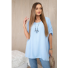 Halenka oversize s přívěskem modrá (Velikost universal, Barva Modrý)