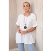 Halenka oversize s přívěskem světle béžová (Velikost universal, Barva Světle béžová)